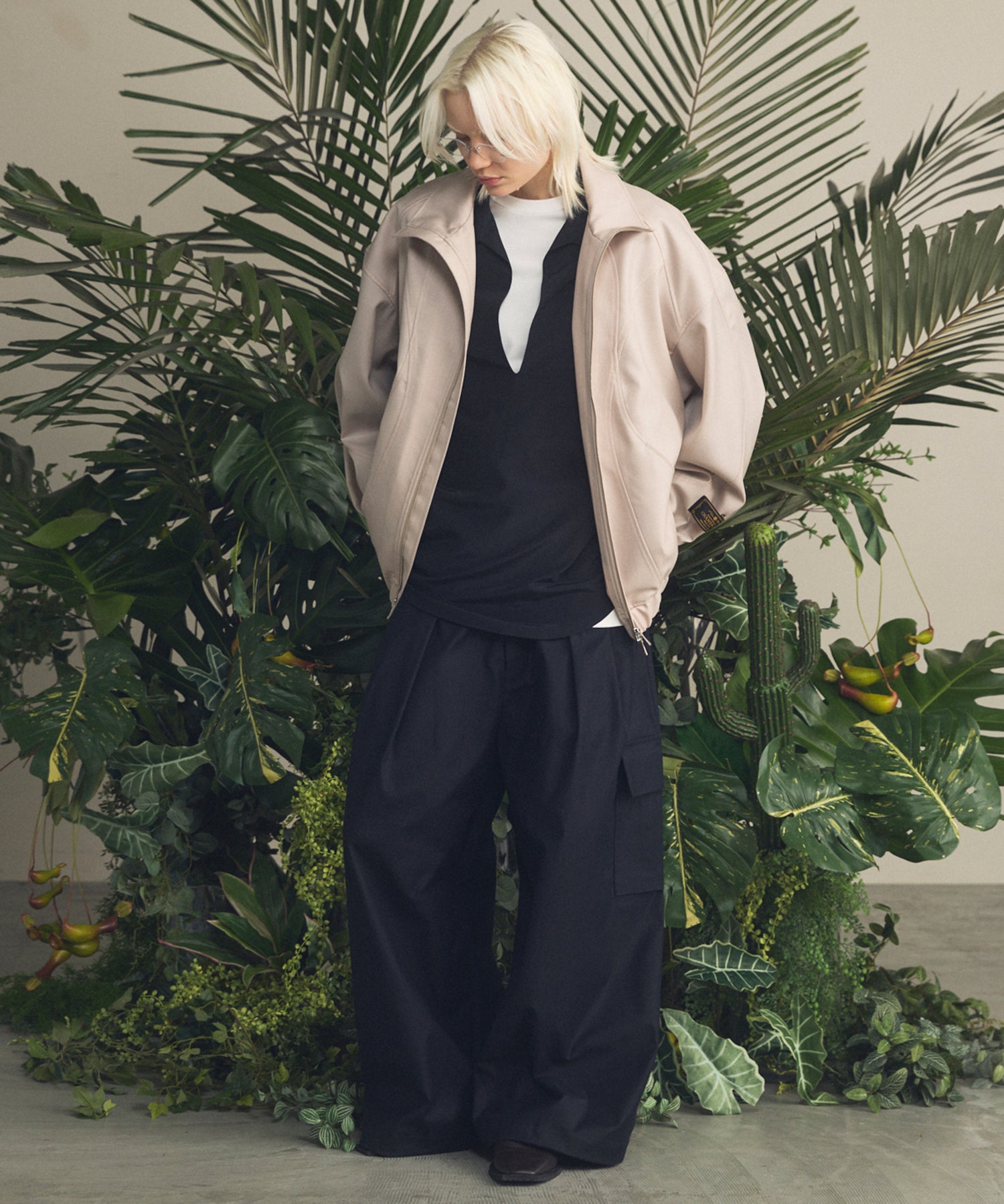 【26SS PRE-ORDER】4 Colors Chambray Washable Wool Prime-Over Switching Stand Collar Blouson