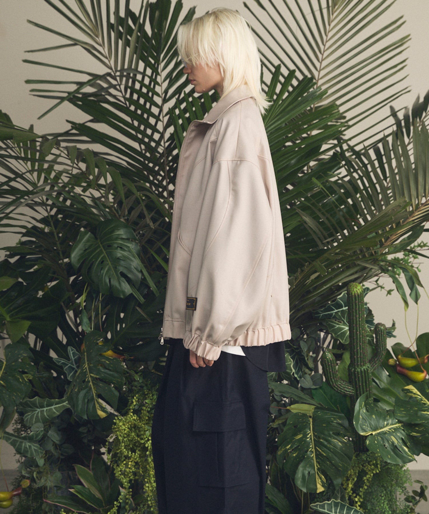 【26SS PRE-ORDER】4 Colors Chambray Washable Wool Prime-Over Switching Stand Collar Blouson