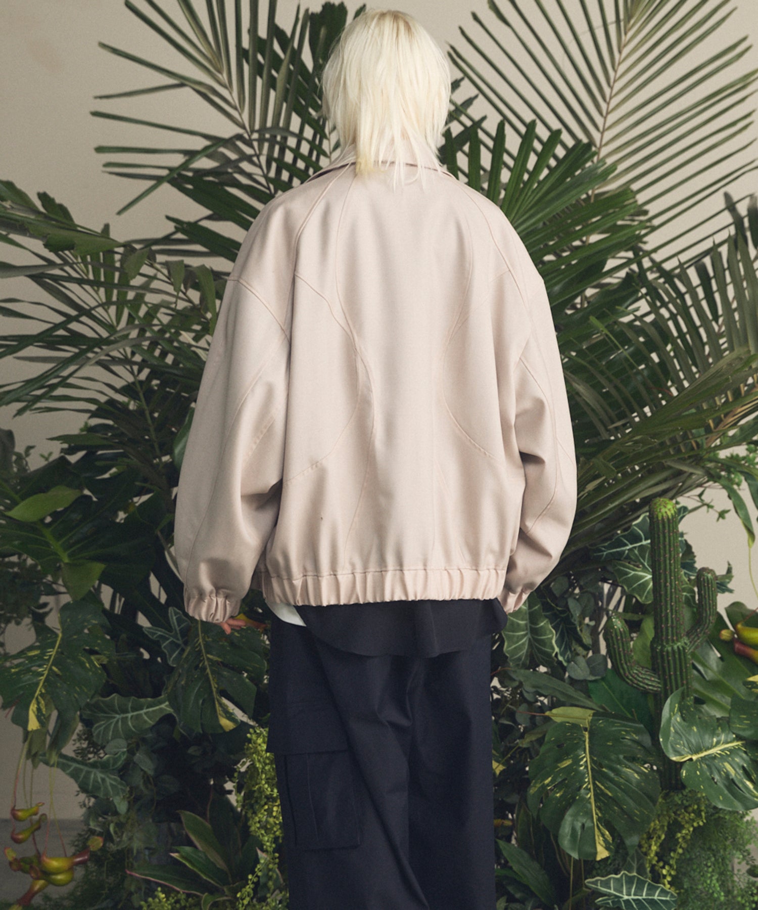 【26SS PRE-ORDER】4 Colors Chambray Washable Wool Prime-Over Switching Stand Collar Blouson