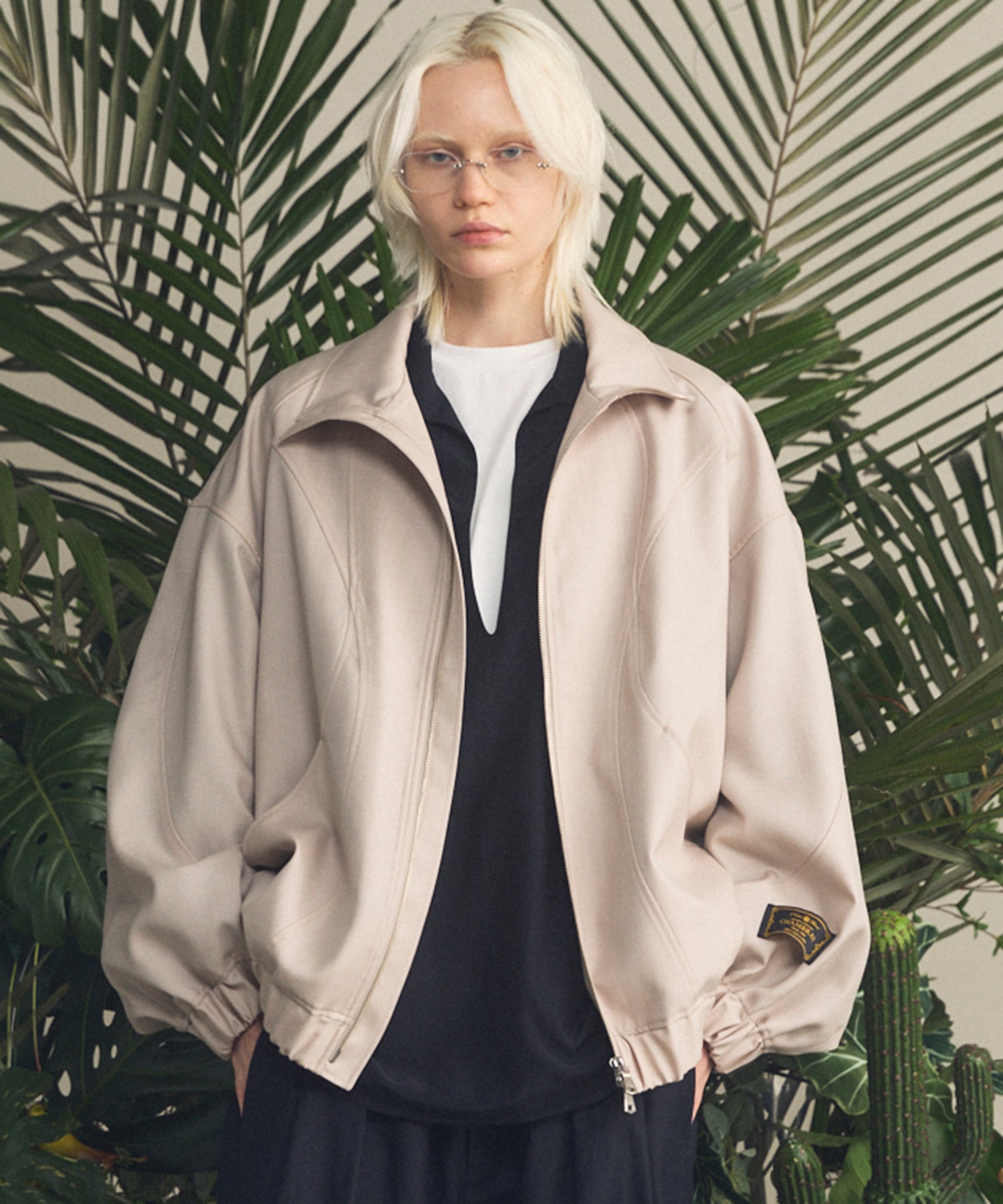 【26SS PRE-ORDER】4 Colors Chambray Washable Wool Prime-Over Switching Stand Collar Blouson