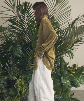 프라임 오버 플록 프린트 일반 칼라 셔츠 코트