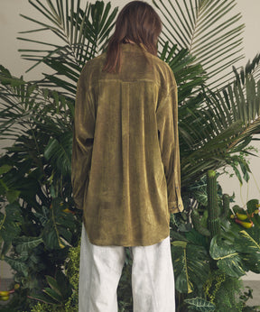 프라임 오버 플록 프린트 일반 칼라 셔츠 코트