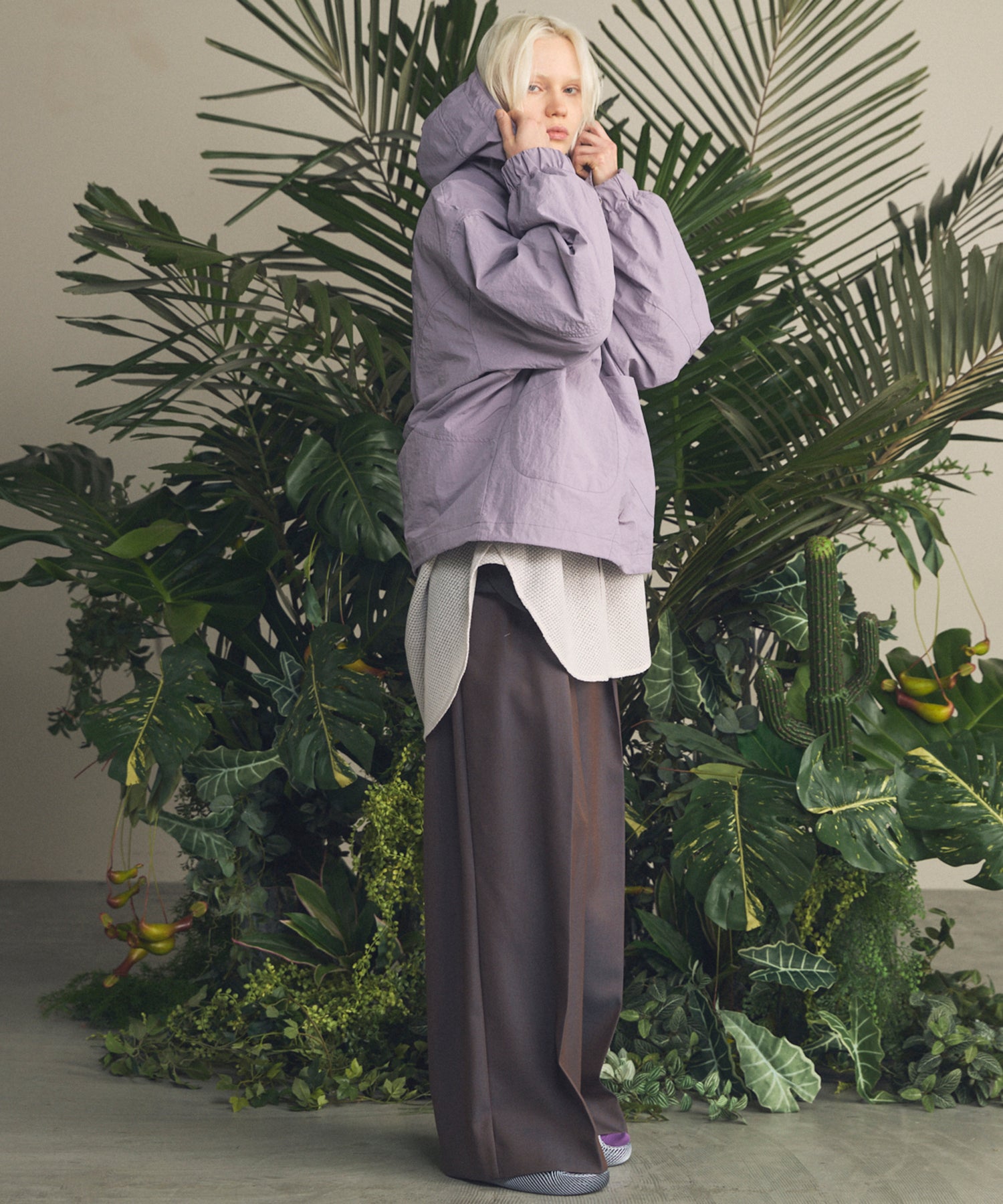 4 색 샹 브레이 세탁 가능한 양모 프라임 전역의 턱 넓은 바지