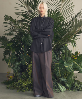 4 색 샹 브레이 세탁 가능한 양모 프라임 전역의 턱 넓은 바지