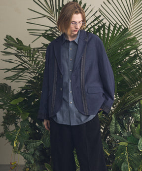 4种颜色Chambray可洗羊毛峰峰双胸夹克