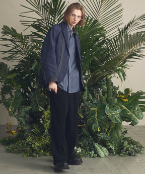 4种颜色Chambray可洗羊毛峰峰双胸夹克