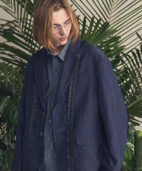 4种颜色Chambray可洗羊毛峰峰双胸夹克