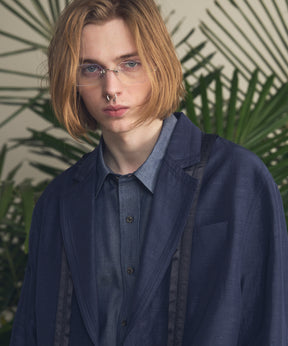 4种颜色Chambray可洗羊毛峰峰双胸夹克