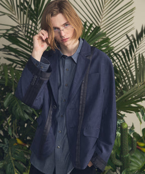 4种颜色Chambray可洗羊毛峰峰双胸夹克