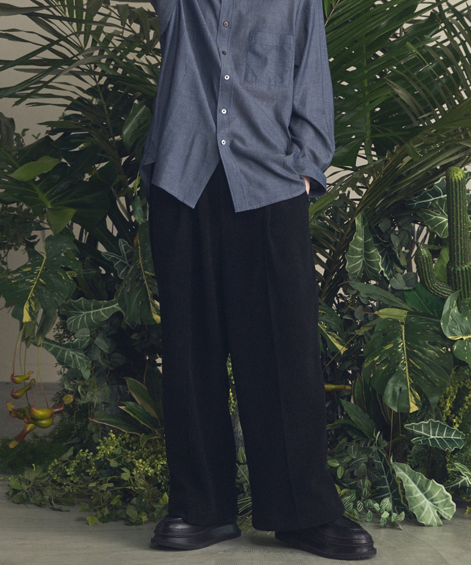 Chenille Yarn Corduroy Prime-Wide Easy Pants