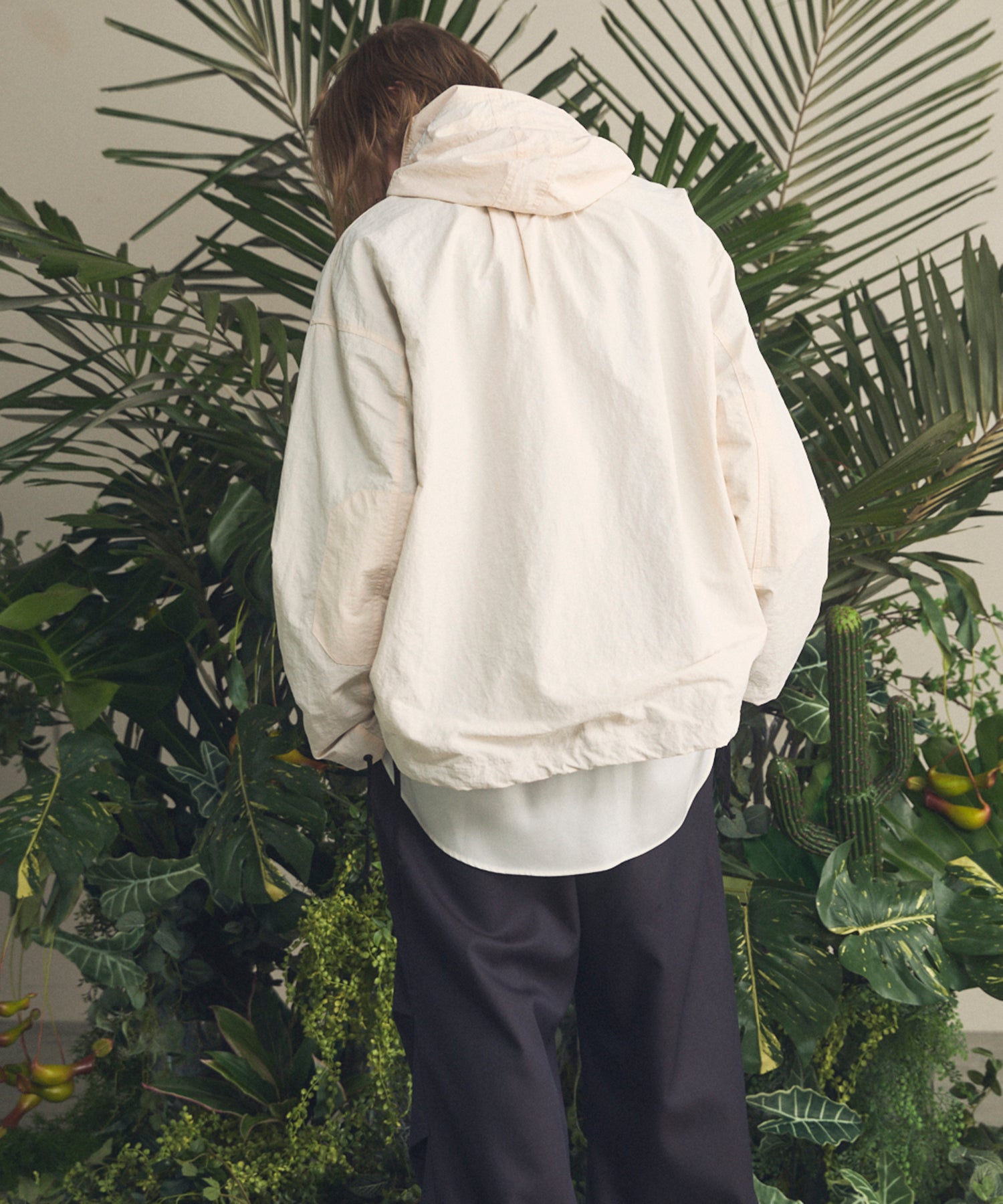 Washed Nylon Prime-Over Anorak Hoodie