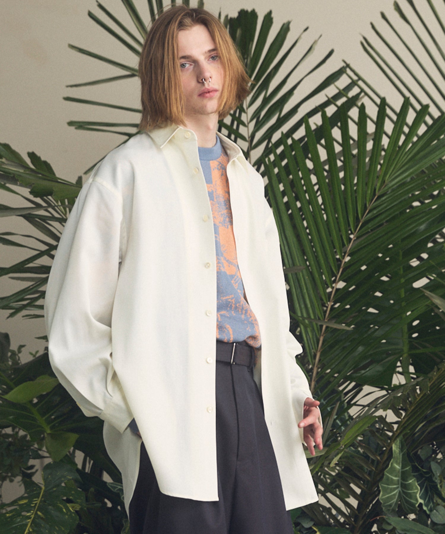 4 가지 색상 샹 브레이 세탁 가능한 양모 프라임-오버 일반 칼라 셔츠 코트