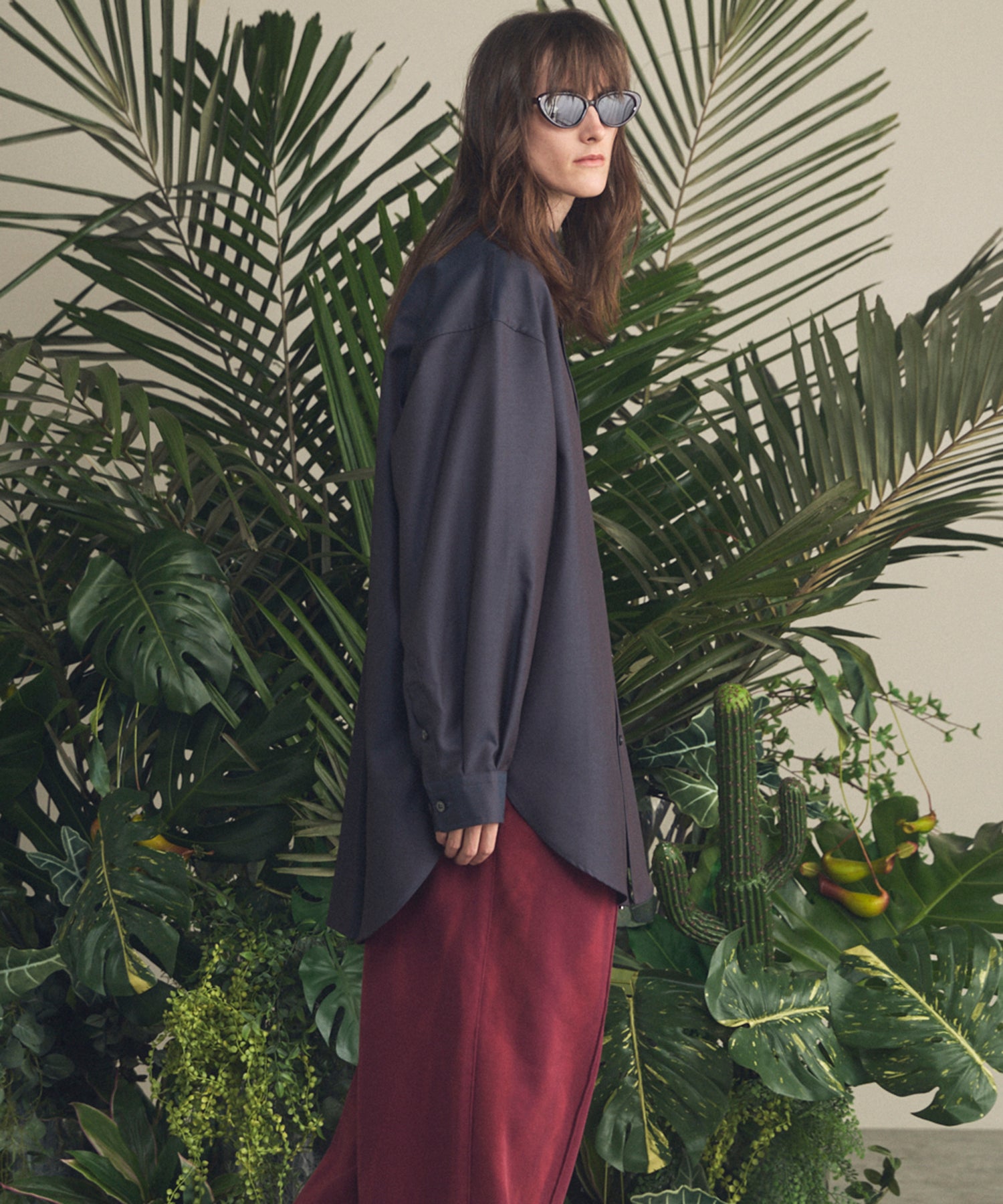 4 가지 색상 샹 브레이 세탁 가능한 양모 프라임-오버 일반 칼라 셔츠 코트