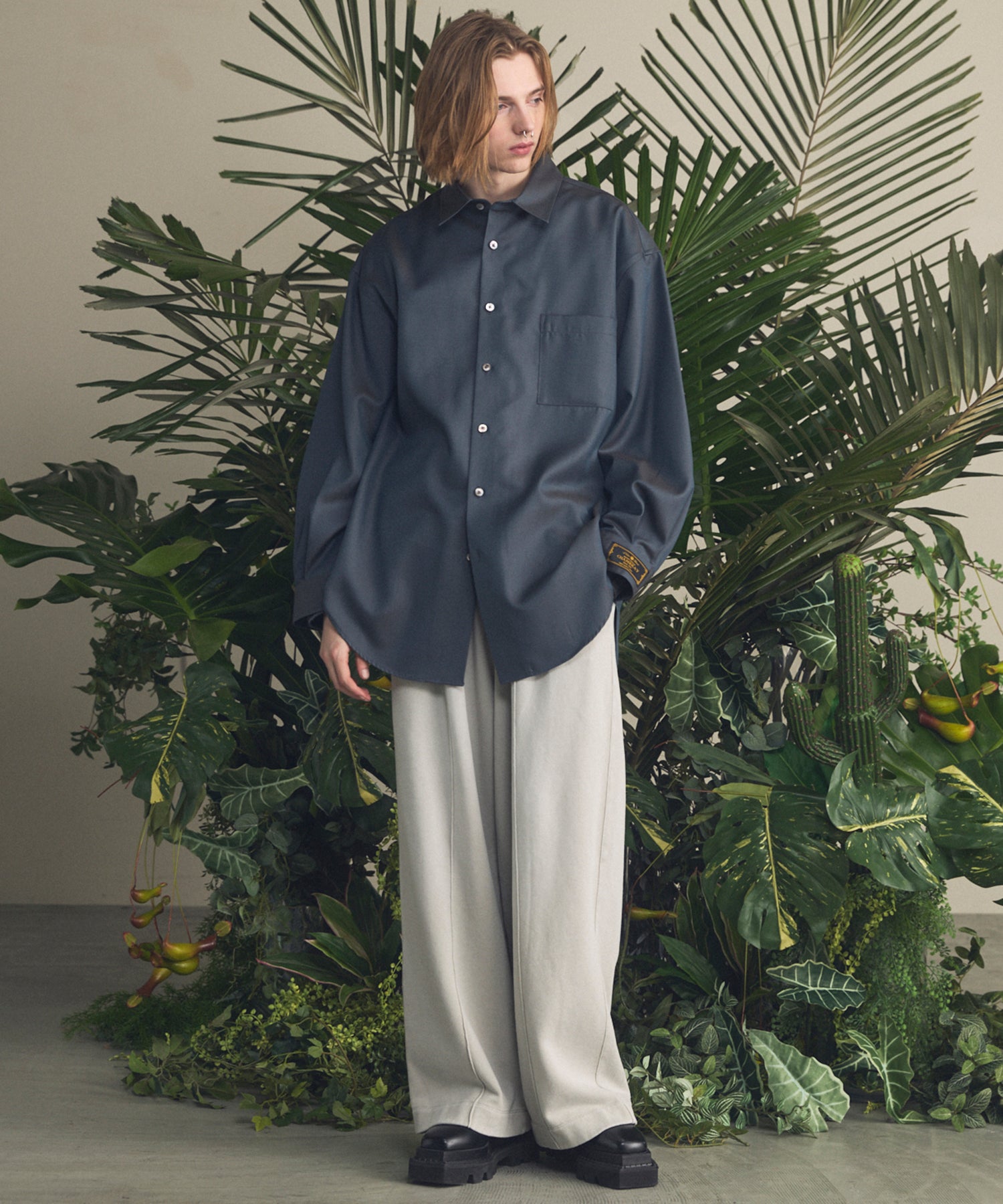 4 가지 색상 샹 브레이 세탁 가능한 양모 프라임-오버 일반 칼라 셔츠 코트