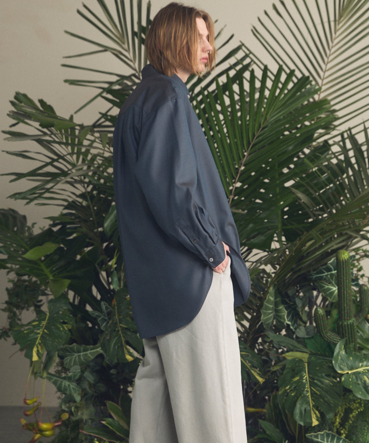 4 가지 색상 샹 브레이 세탁 가능한 양모 프라임-오버 일반 칼라 셔츠 코트