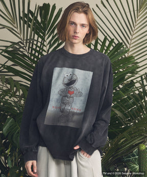 【MOVIE SERIES】「SESAME STREET」- Heart Elmo - Prime-Over Crew Neck Long Sleeve T-Shirt