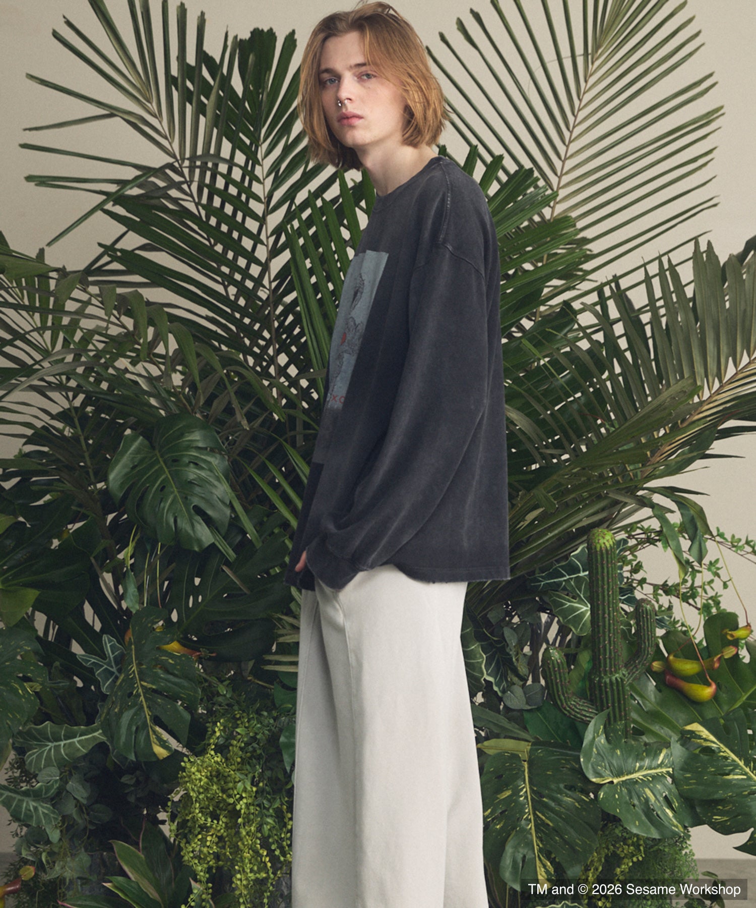 【MOVIE SERIES】「SESAME STREET」- Heart Elmo - Prime-Over Crew Neck Long Sleeve T-Shirt