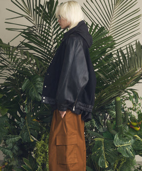 [25AW预订]绵羊皮革梅尔顿组合体育场外套