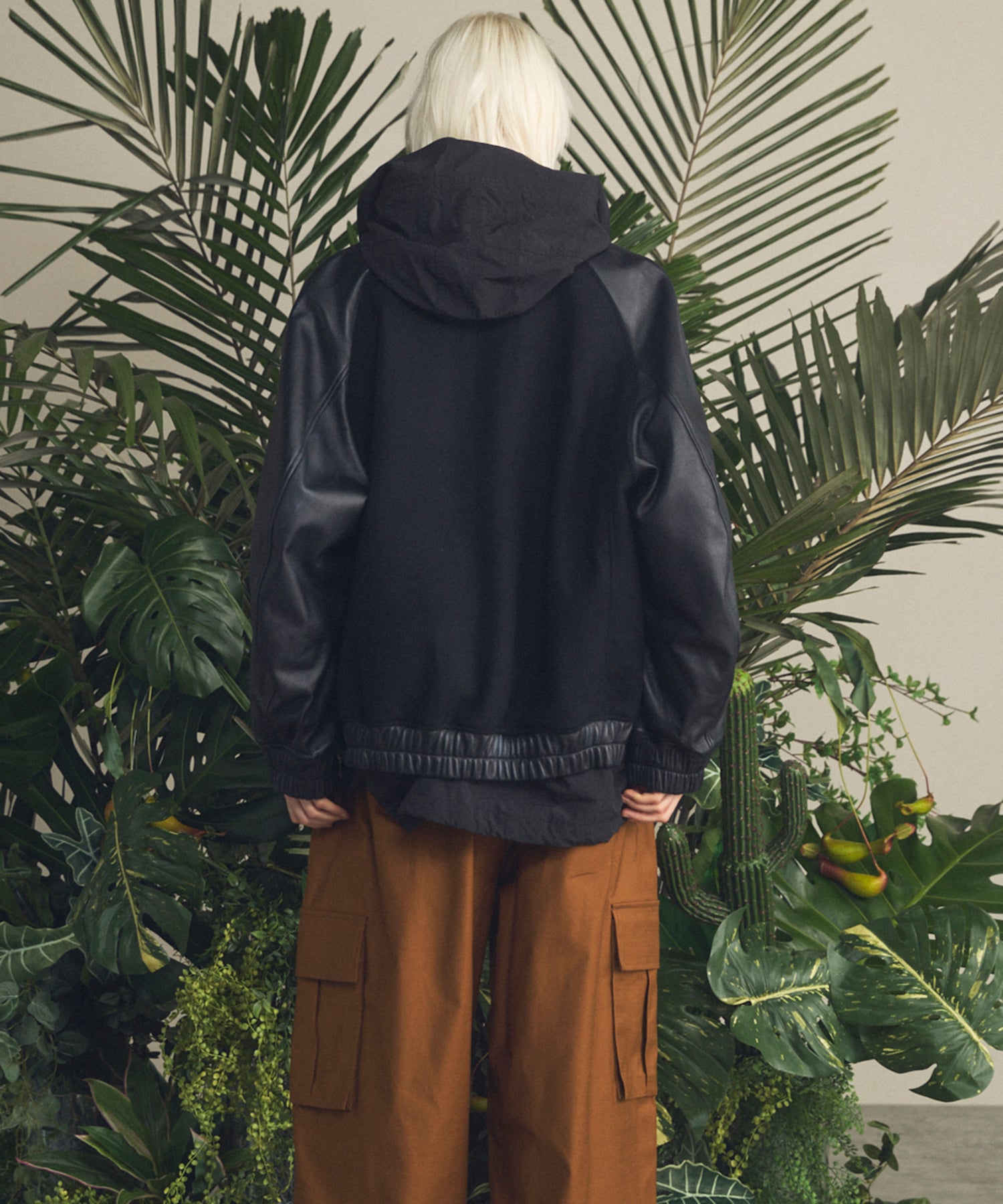 [25AW预订]绵羊皮革梅尔顿组合体育场外套