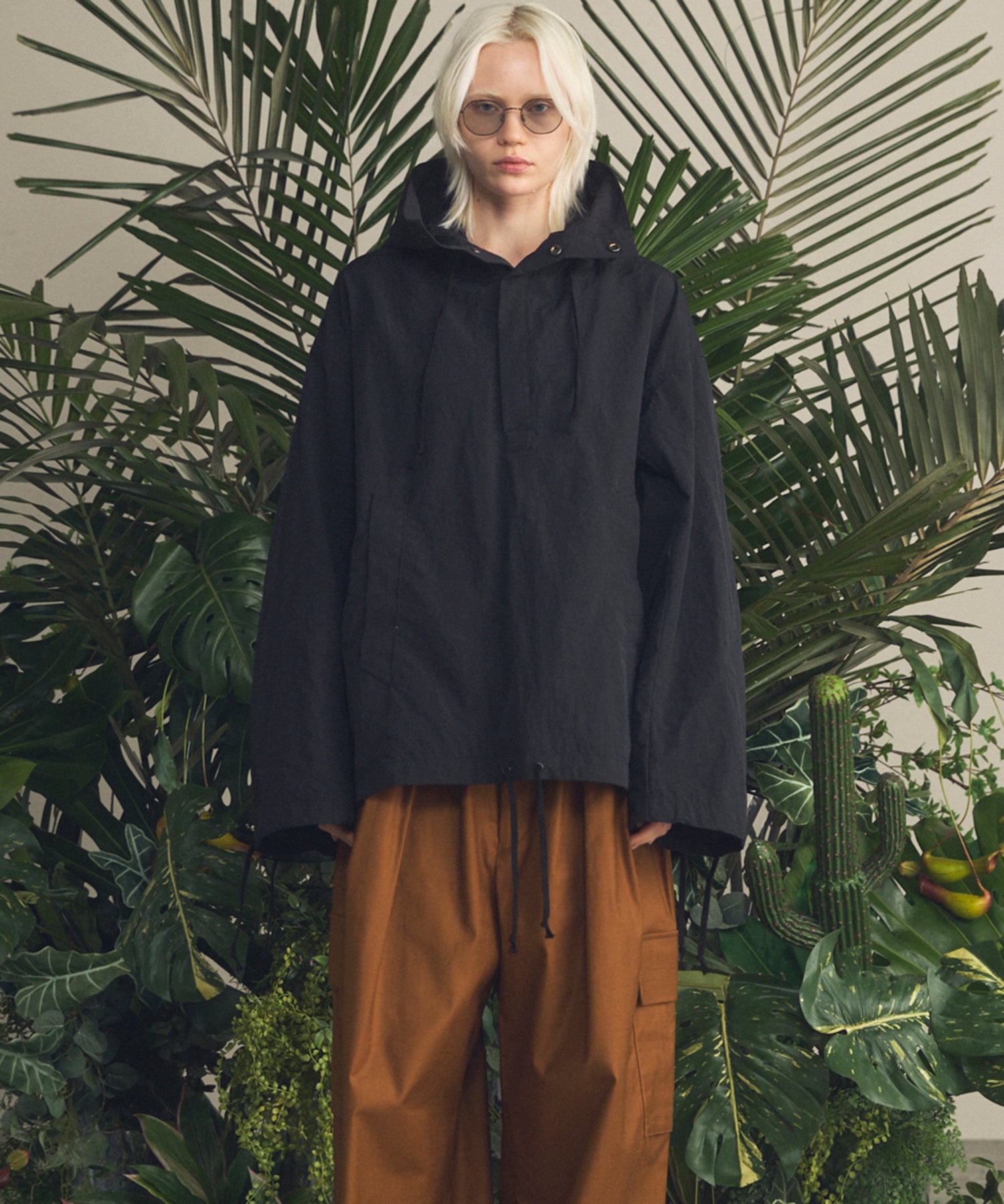 Washed Nylon Prime-Over Anorak Hoodie