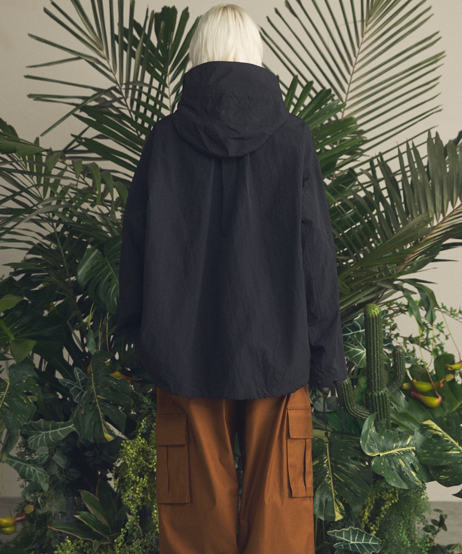 Washed Nylon Prime-Over Anorak Hoodie