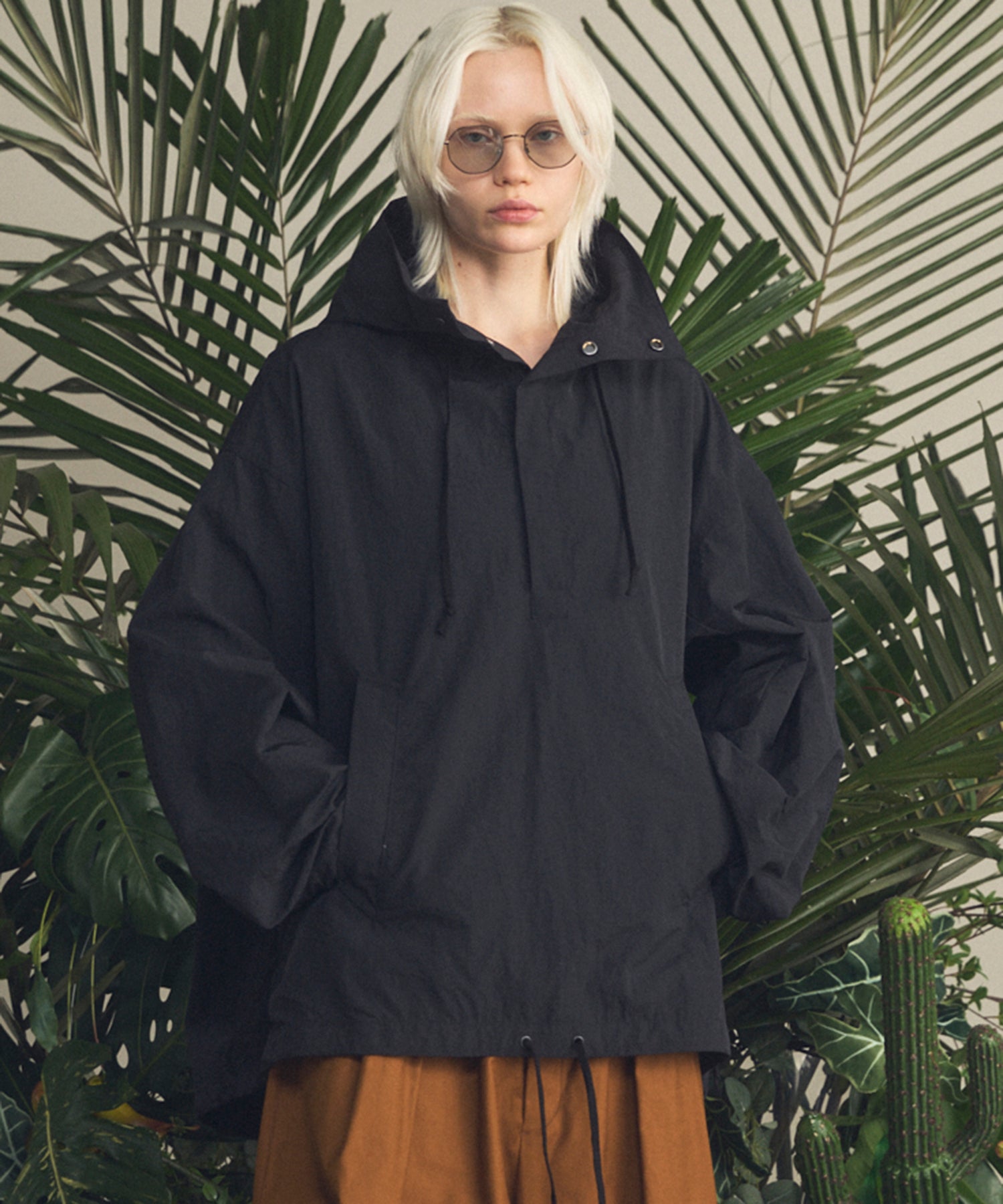 Washed Nylon Prime-Over Anorak Hoodie