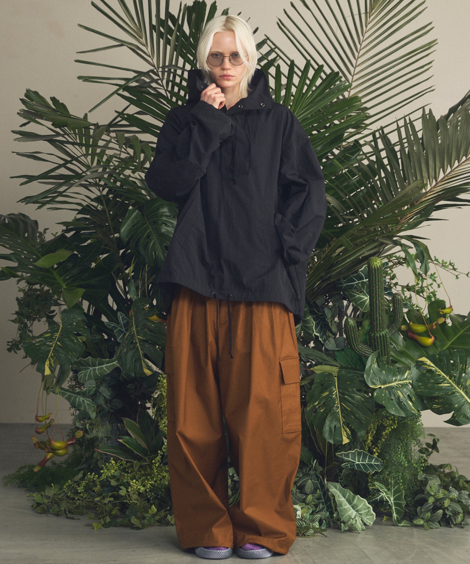 Washed Nylon Prime-Over Anorak Hoodie