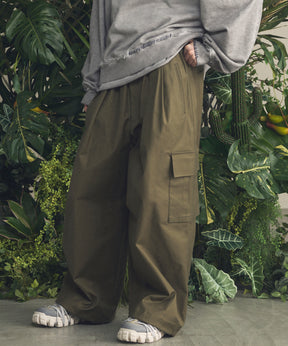 Back Satin Slub Stretch Prime-Wide Cargo Pants