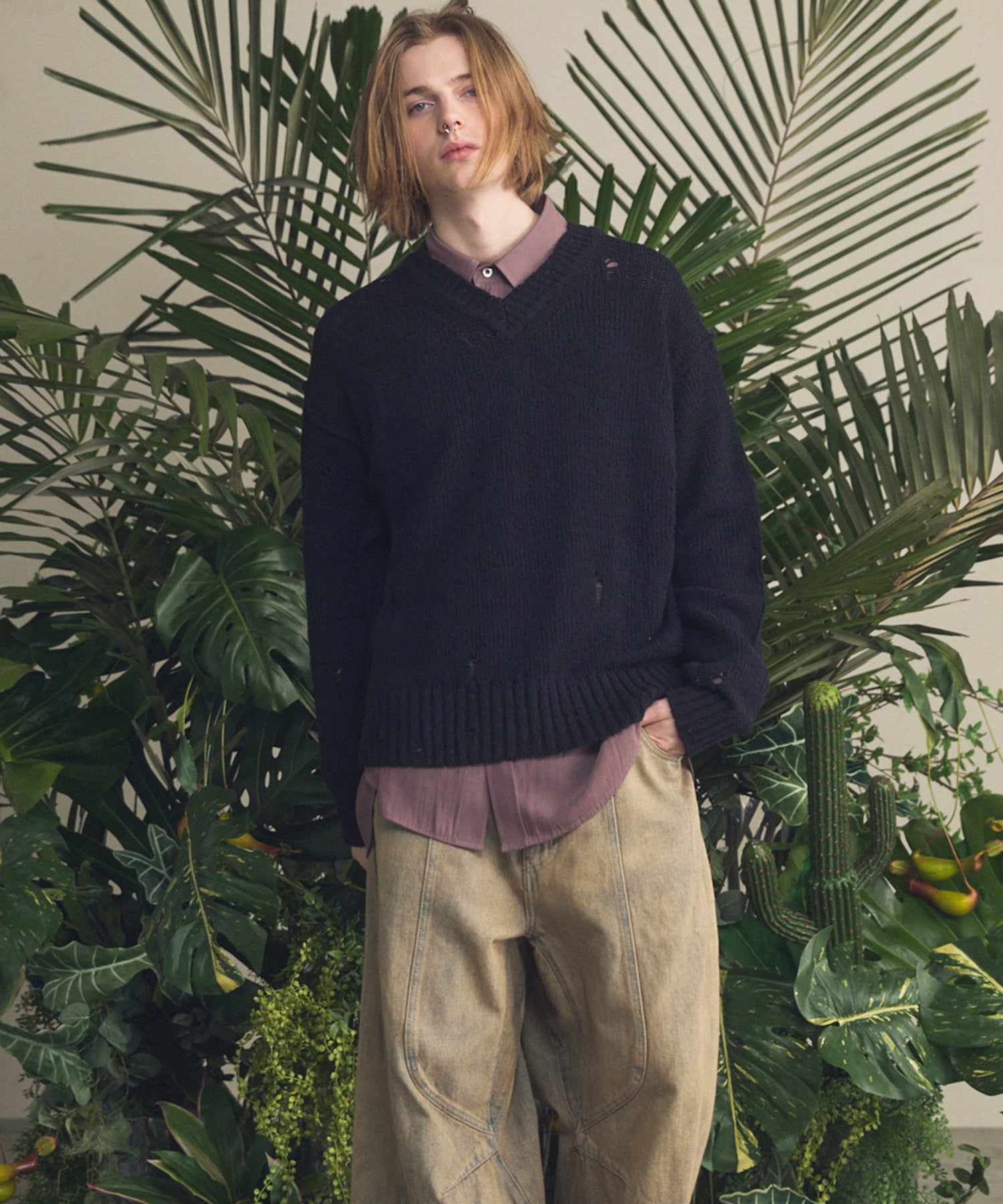 4 색 샹 브레이 세탁 가능한 양모 피크 라펠 더블 가슴 재킷