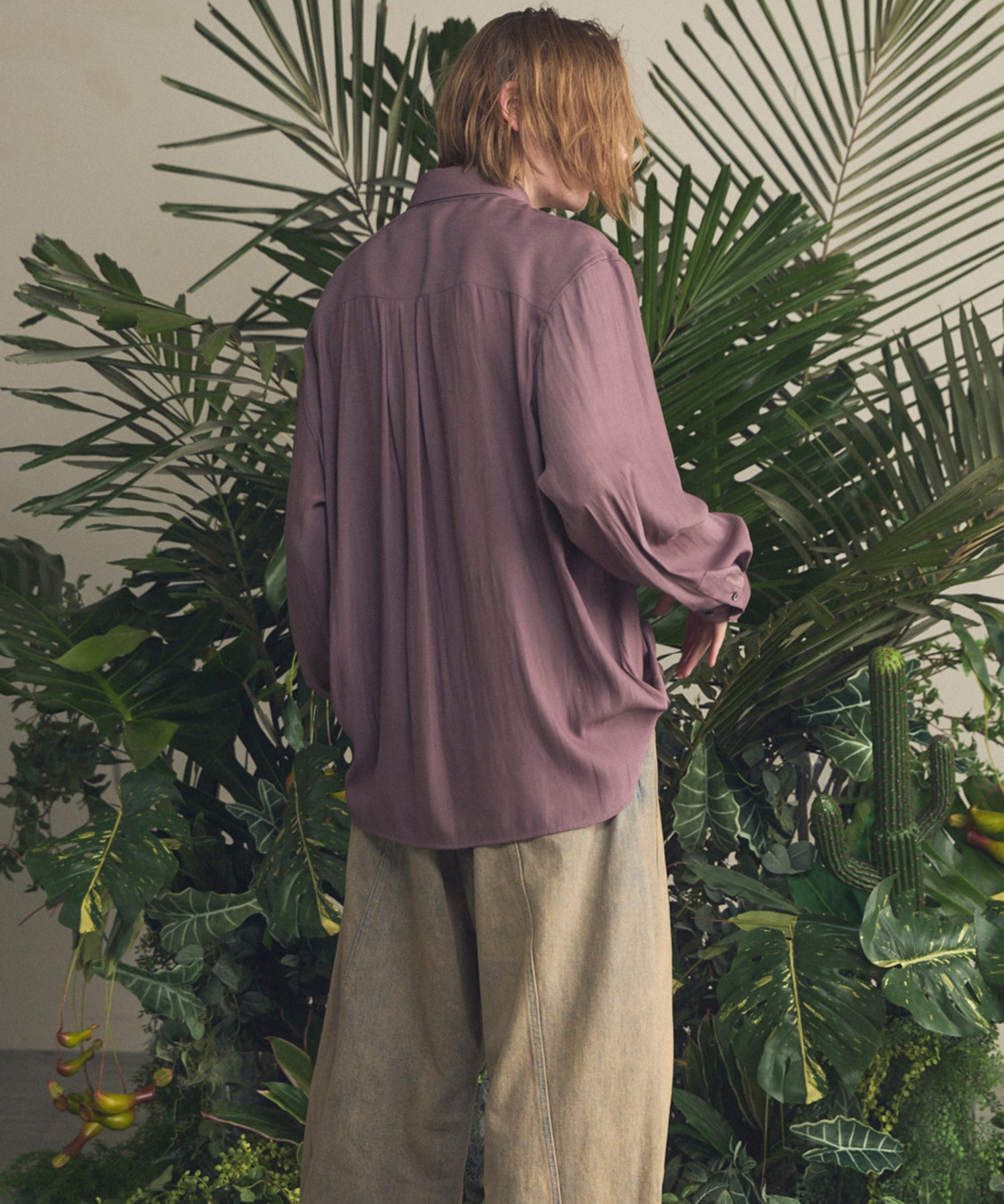 4 Colors Chambray Washable Wool Peaked Lapel Double Breasted Jacket