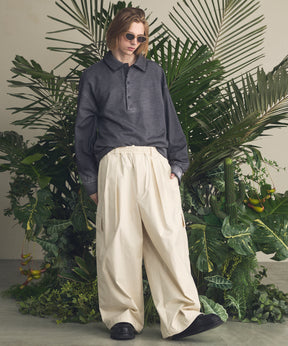 Back Satin Slub Stretch Prime-Wide Cargo Pants