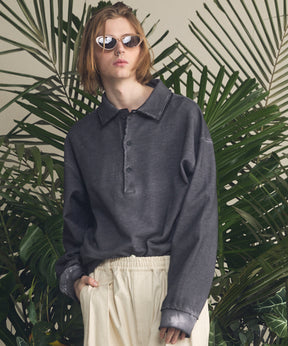 Deep Front Neck Prime-Over Polo Sweatshirt