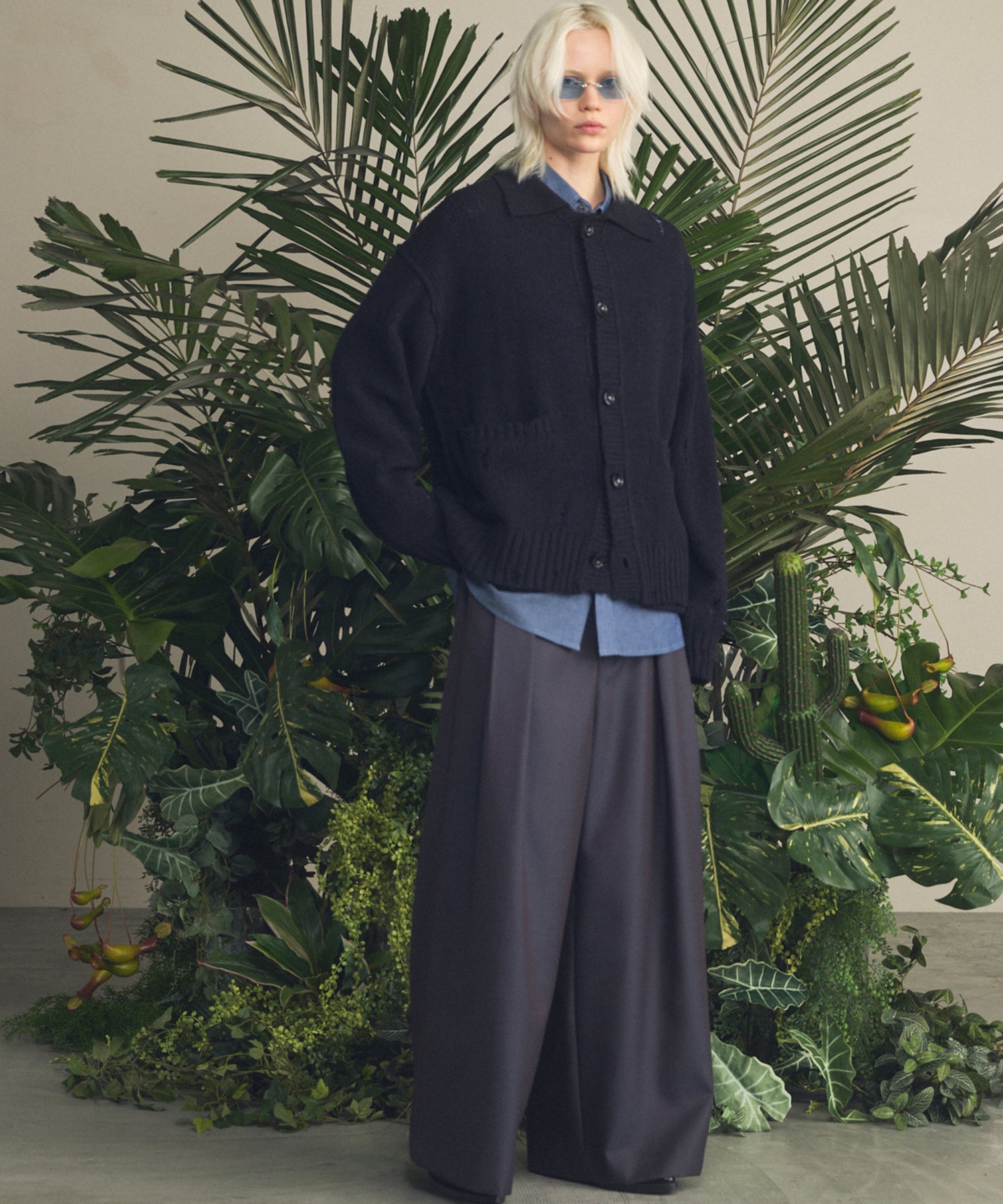 4 Colors Chambray Washable Wool Baggy Wide Pants