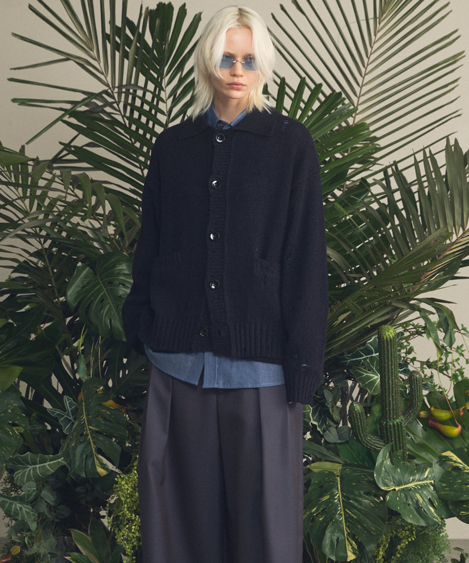 4 색 샹 브레이 세탁 가능한 양모 피크 라펠 더블 가슴 재킷