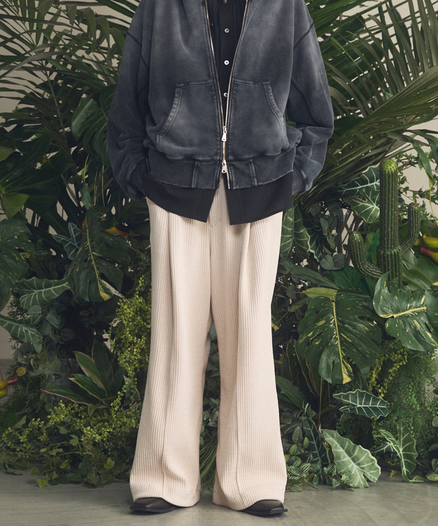 Chenille Yarn Corduroy Prime-Wide Easy Pants