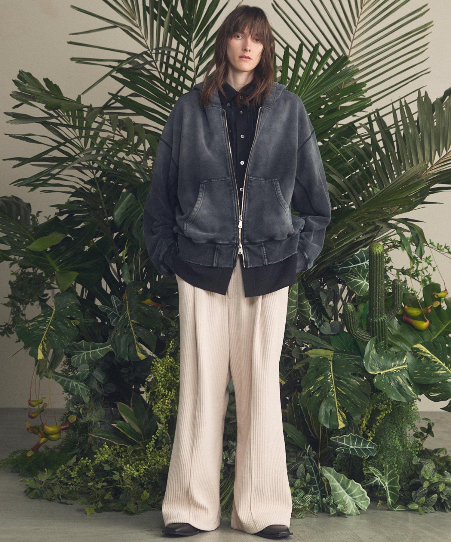 4 Colors Chambray Washable Wool Peaked Lapel Double Breasted Jacket