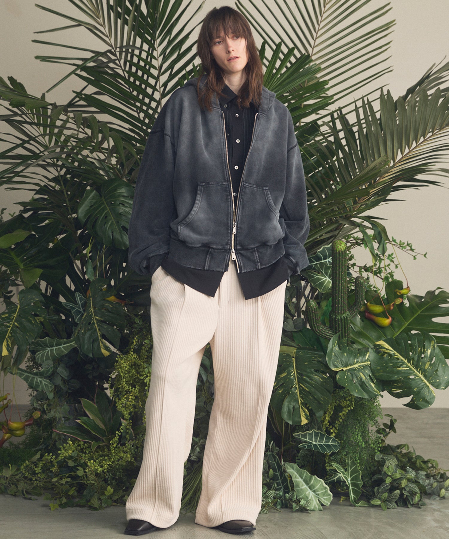 4 Colors Chambray Washable Wool Peaked Lapel Double Breasted Jacket