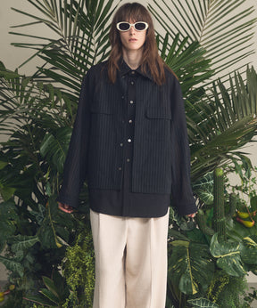 4 Colors Chambray Washable Wool Peaked Lapel Double Breasted Jacket