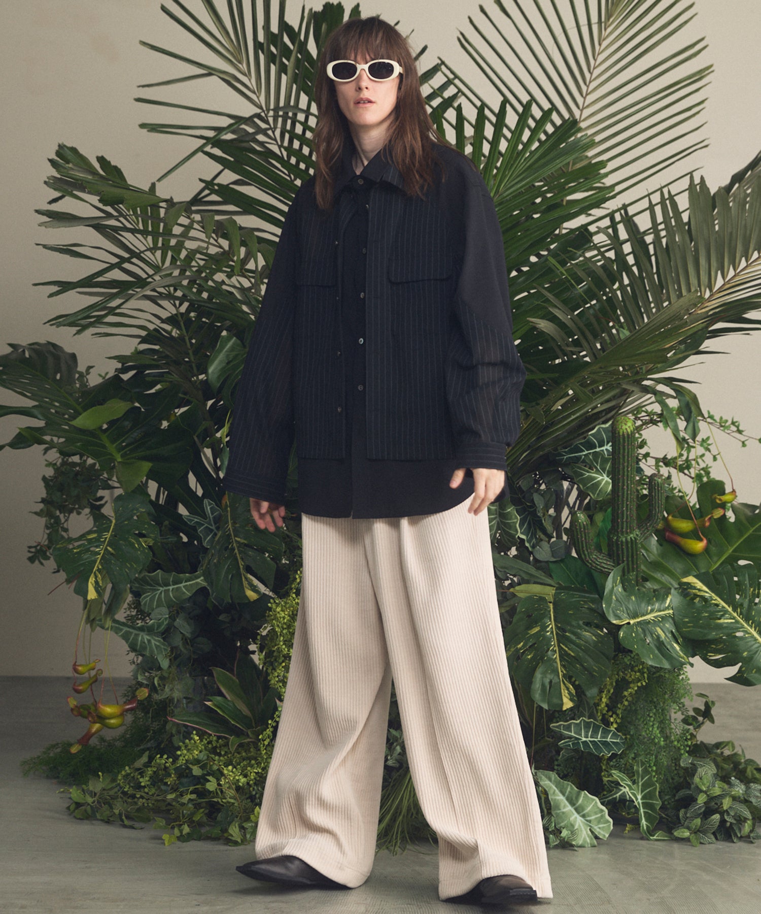 Chenille Yarn Corduroy Prime-Wide Easy Pants