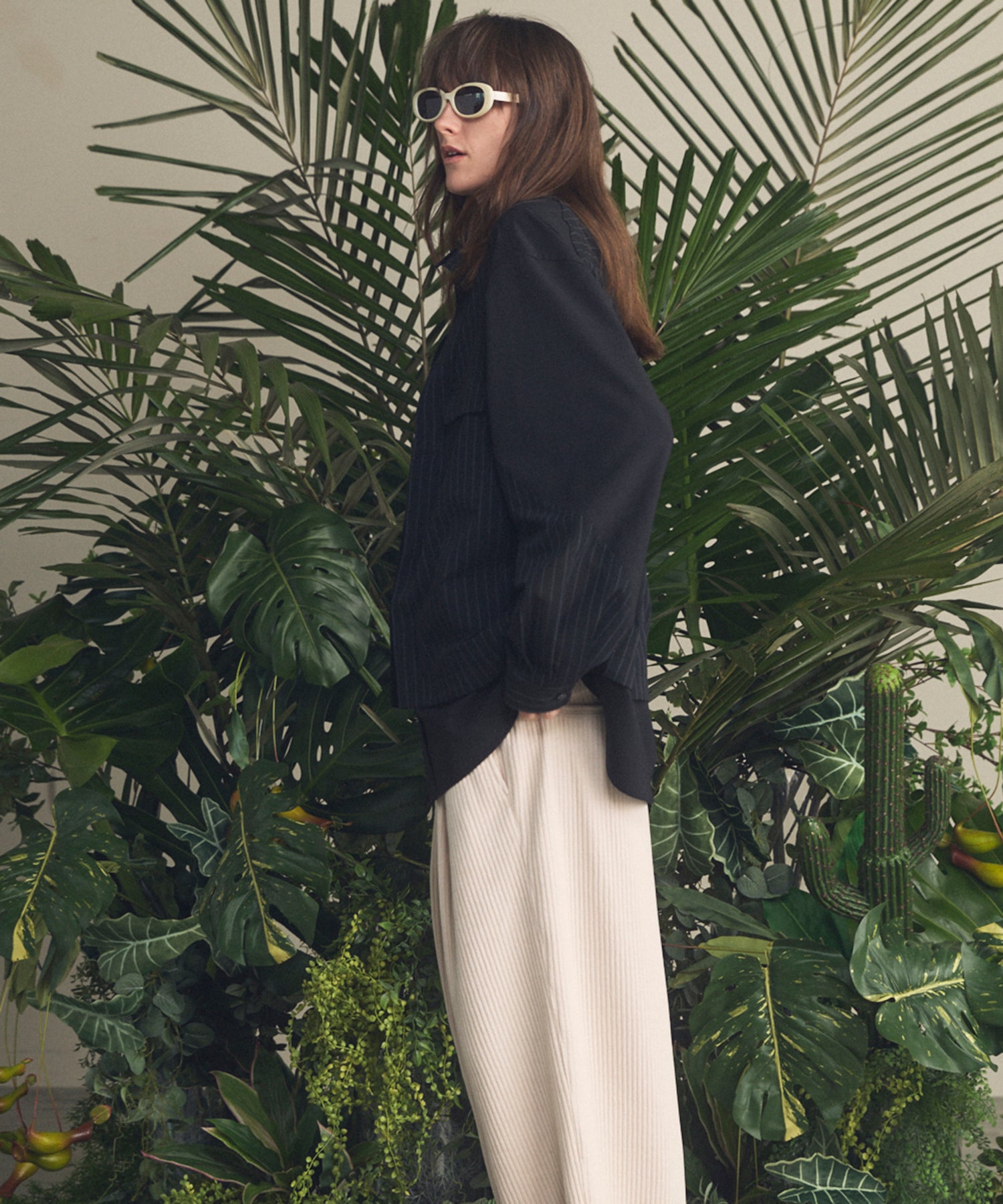 4 Colors Chambray Washable Wool Peaked Lapel Double Breasted Jacket