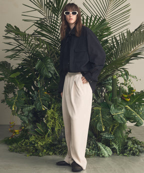 4 Colors Chambray Washable Wool Peaked Lapel Double Breasted Jacket