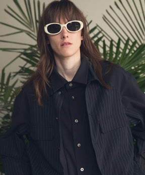 4 Colors Chambray Washable Wool Peaked Lapel Double Breasted Jacket