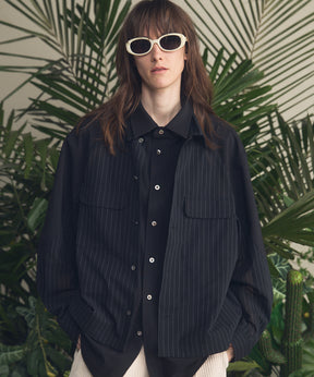 4 Colors Chambray Washable Wool Peaked Lapel Double Breasted Jacket