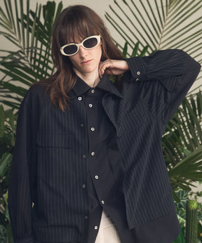 4 Colors Chambray Washable Wool Peaked Lapel Double Breasted Jacket