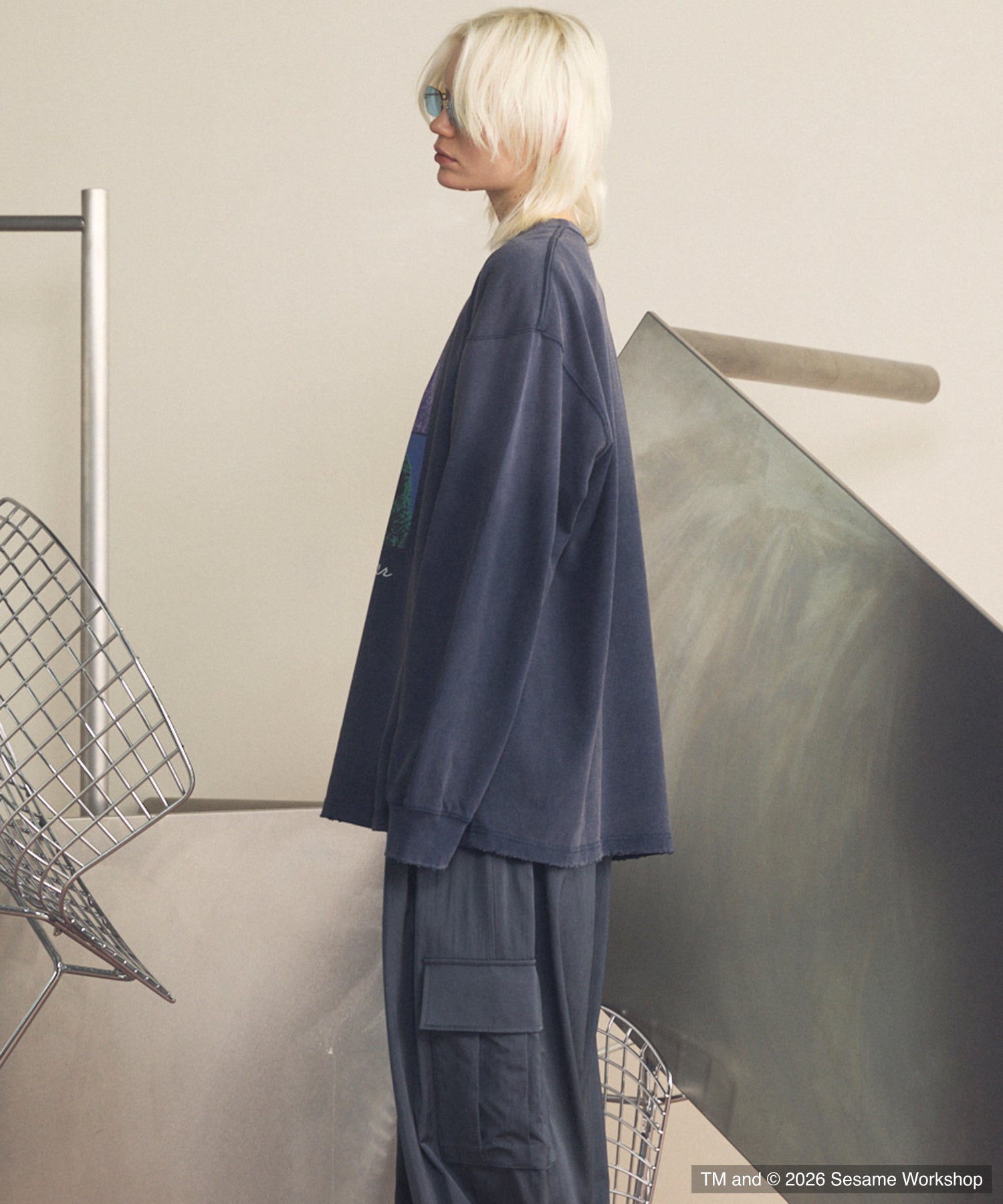 【MOVIE SERIES】「SESAME STREET」- Cookie Monster - Prime-Over Crew Neck Long Sleeve T-Shirt