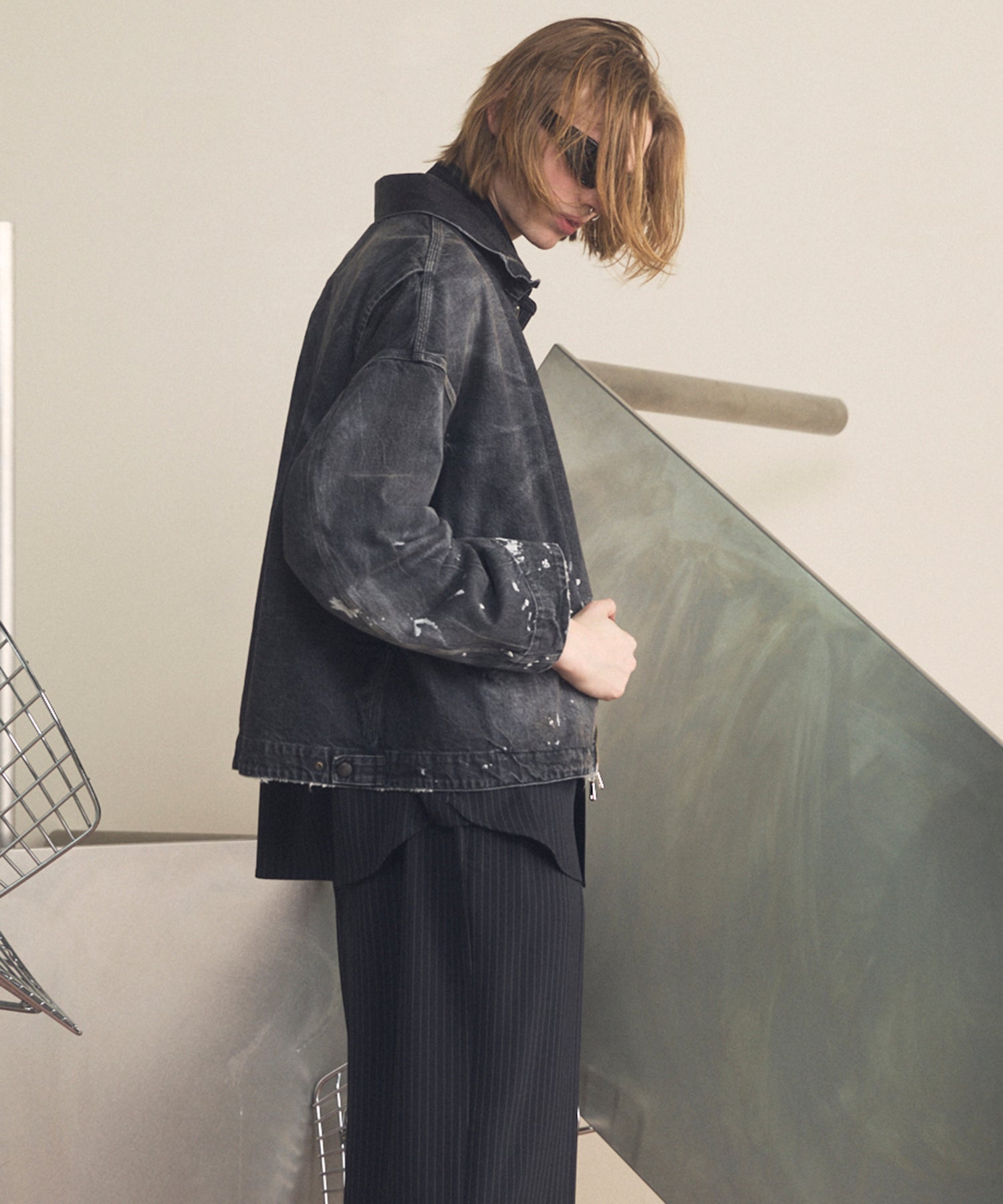 4 색 샹 브레이 세탁 가능한 양모 피크 라펠 더블 가슴 재킷