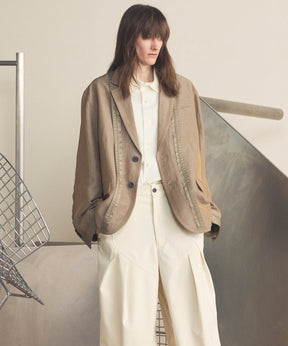 4种颜色Chambray可洗羊毛峰峰双胸夹克