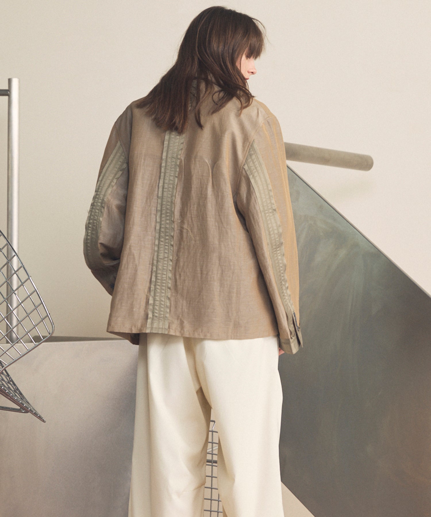 4种颜色Chambray可洗羊毛峰峰双胸夹克