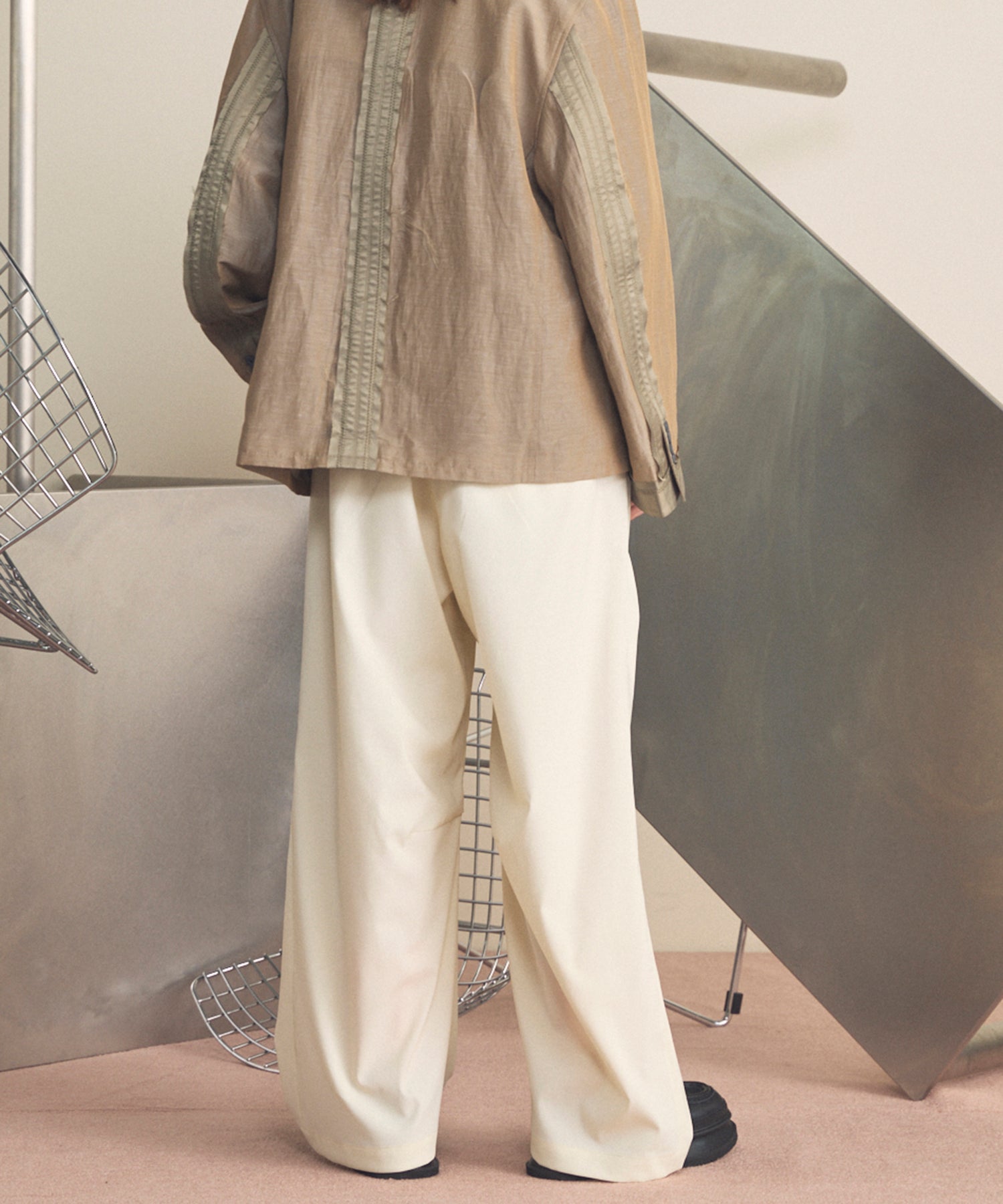 4 Colors Chambray Washable Wool Peaked Lapel Double Breasted Jacket