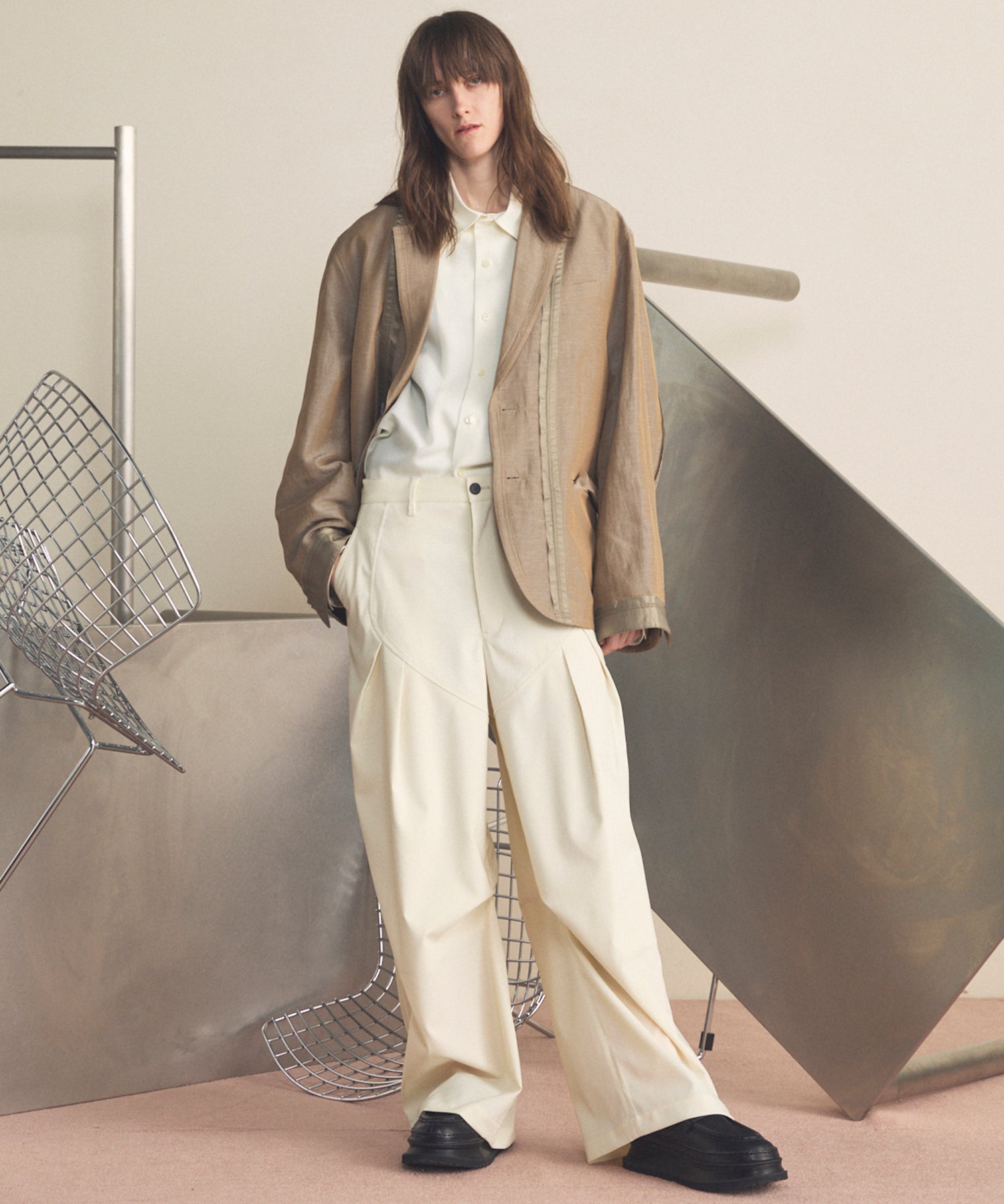 4种颜色Chambray可洗羊毛峰峰双胸夹克